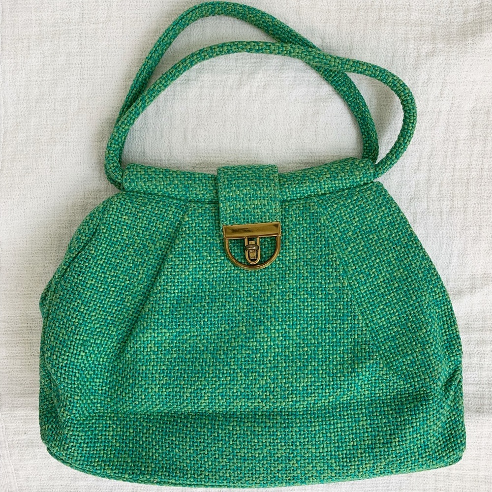 Vintage Julius Resnick Green and Blue Purse Handbag EUC